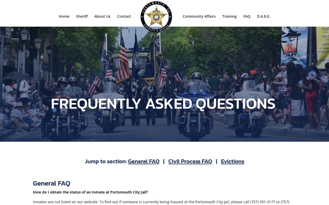 Portsmouth Sheriff released inmate roster FAQ